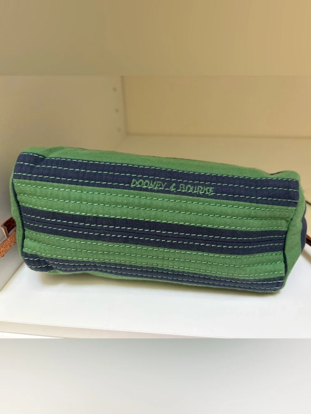Vintage Dooney & Bourke Canvas Cosmetic Bag with Leather Trim - Picture 2 of 9